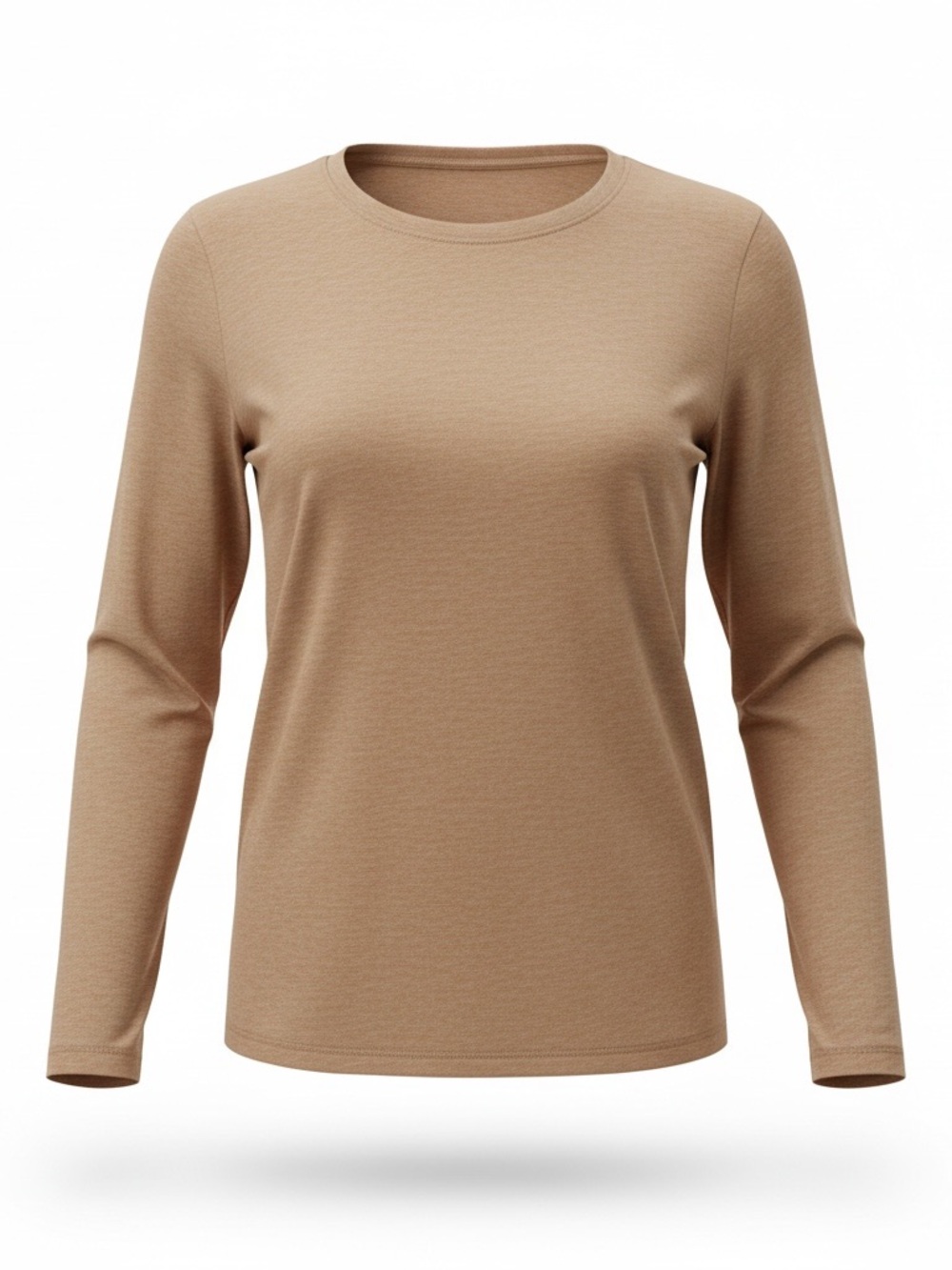 Automet Everyday Long Sleeve Crewneck Top - Tan